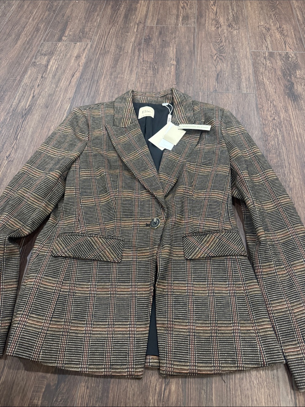 Ellie Brown Plaid Single-Button Blazer